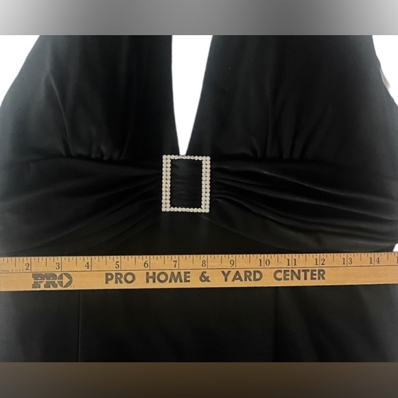 Dave & Johnny By Laura Ryner Vintage Black V-Neck Gown w/ Bling Size 11/12 EUC! - Picture 10 of 16